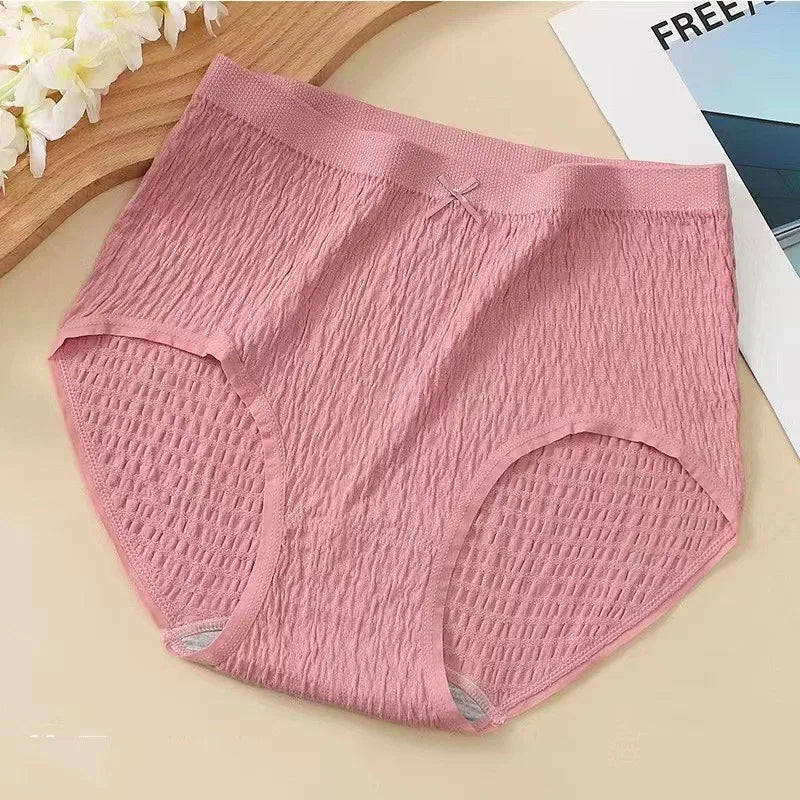 Plus size Super stretch Panties Ruffled High-Rise Briefs Seamless skin friendly underpants women's comfortable Underwear