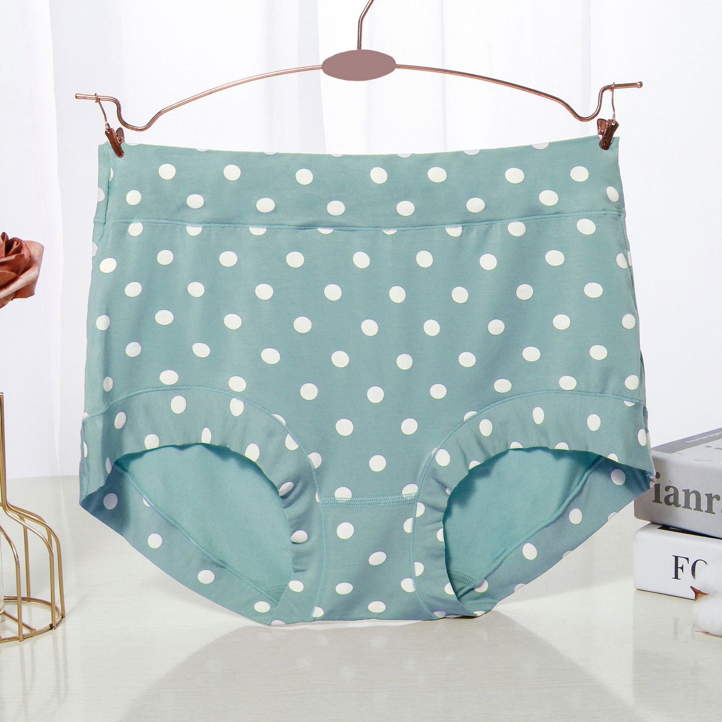 Modal Large size Panties Fashion Polka dot briefs High waist(Pack of 3)