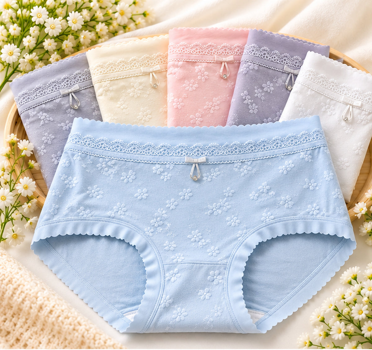Cotton soft bow Floral panties packs (Pack of 3)