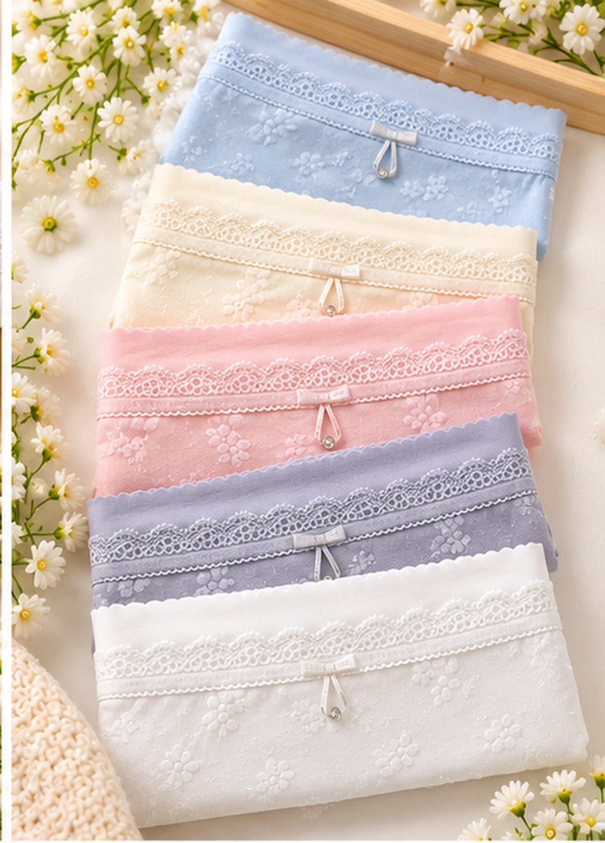 Cotton soft bow Floral panties packs (Pack of 3)