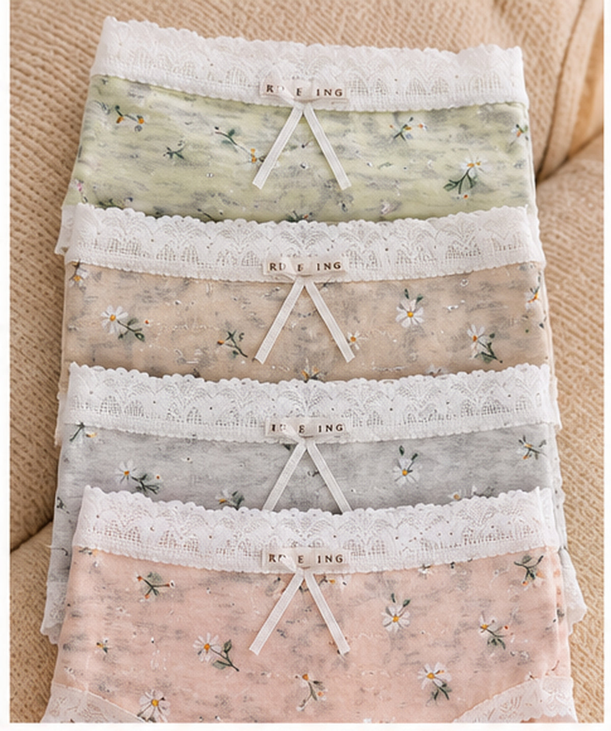 Cotton Floral lace Bow panties ( Pack of 3)