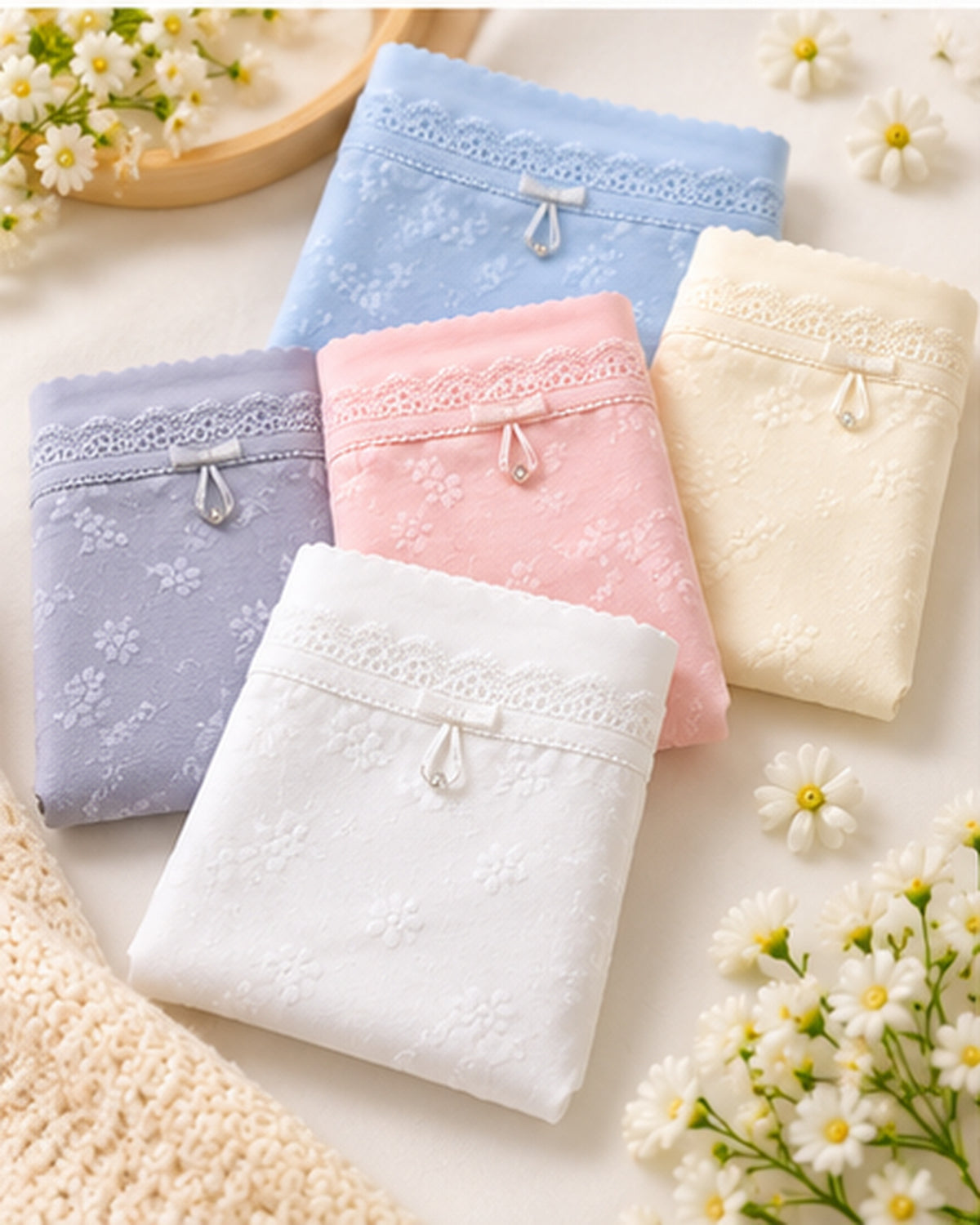 Cotton soft bow Floral panties packs (Pack of 3)