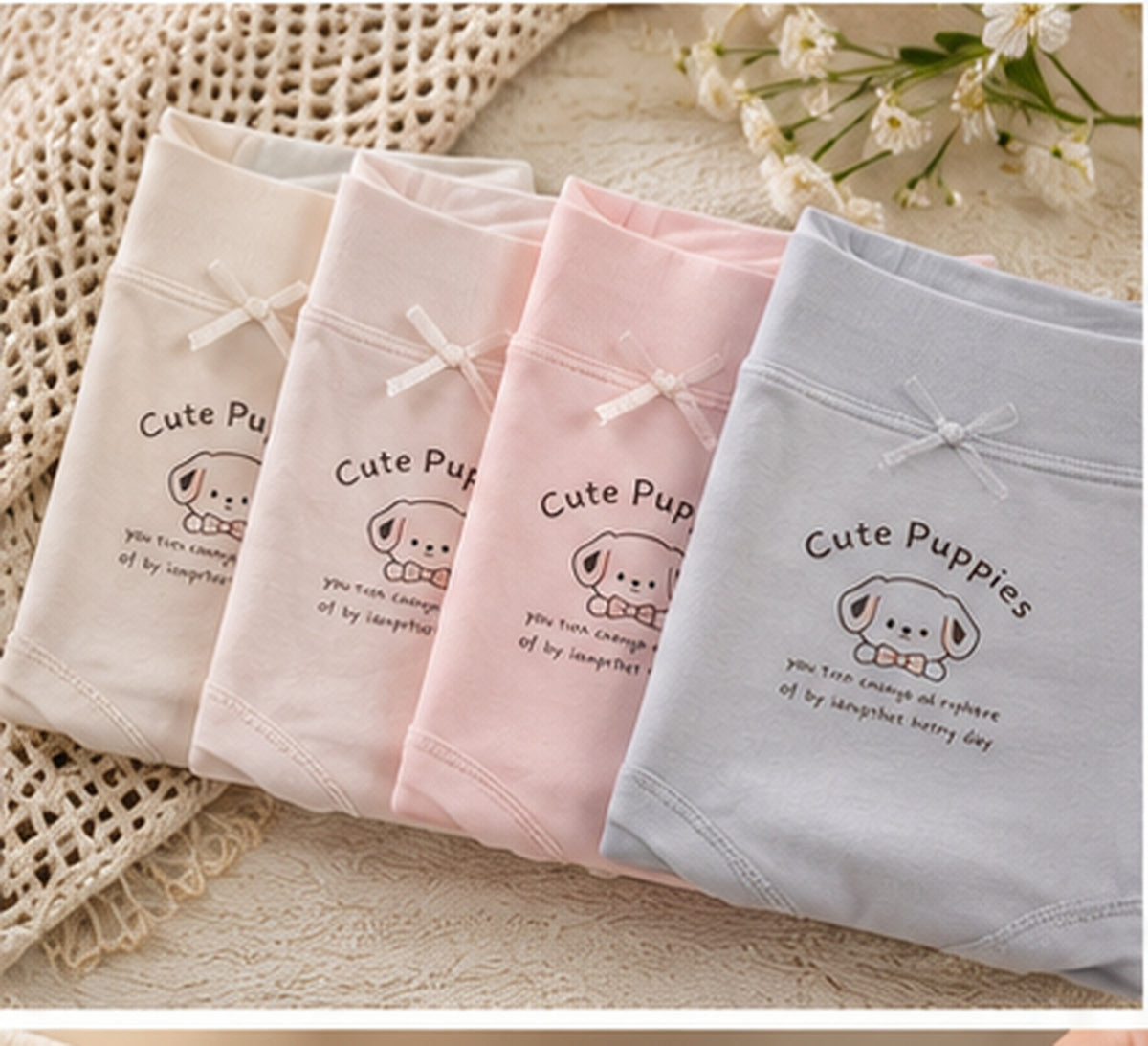 Intimate Thread Cute Puppy cotton bow panties packs