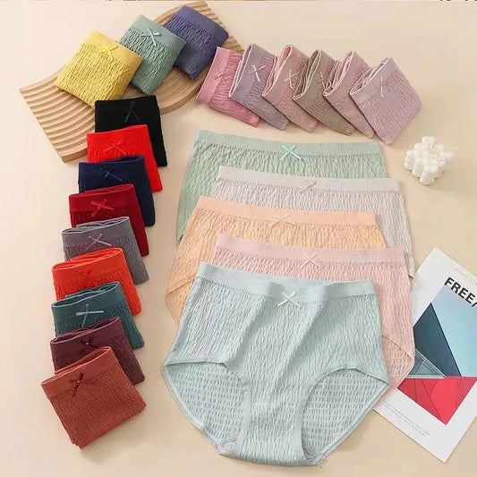Plus size Super stretch Panties Ruffled High-Rise Briefs Seamless skin friendly underpants women's comfortable Underwear