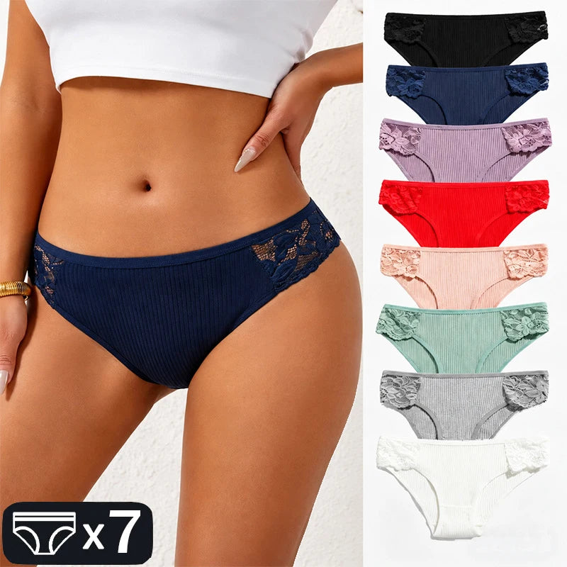 Women Underwear Cotton Panties Lace Briefs  Comfortable Soft Thong
