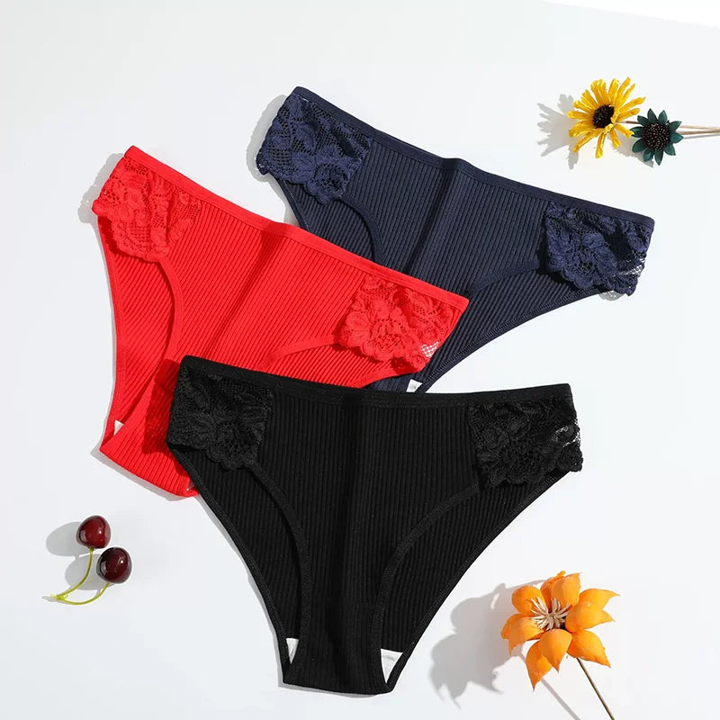 Women Underwear Cotton Panties Lace Briefs  Comfortable Soft Thong