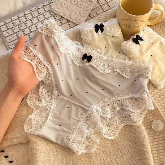 ✨ Luxury Dot Mesh Lace Briefs | 6-Piece Set 💖