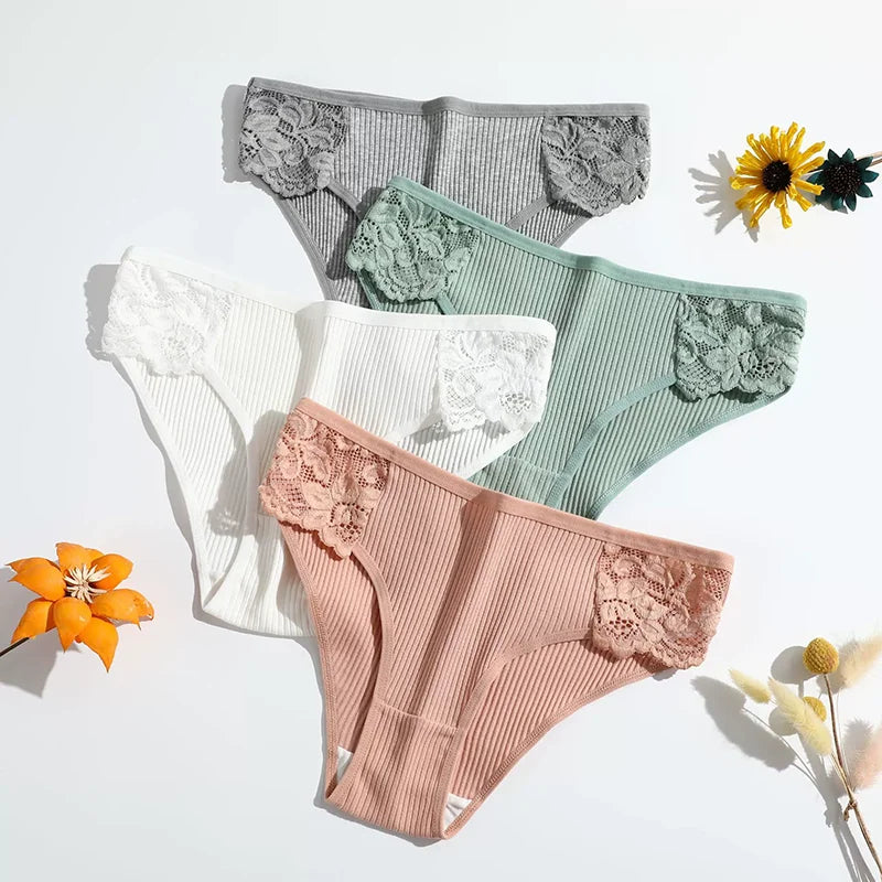 Women Underwear Cotton Panties Lace Briefs  Comfortable Soft Thong