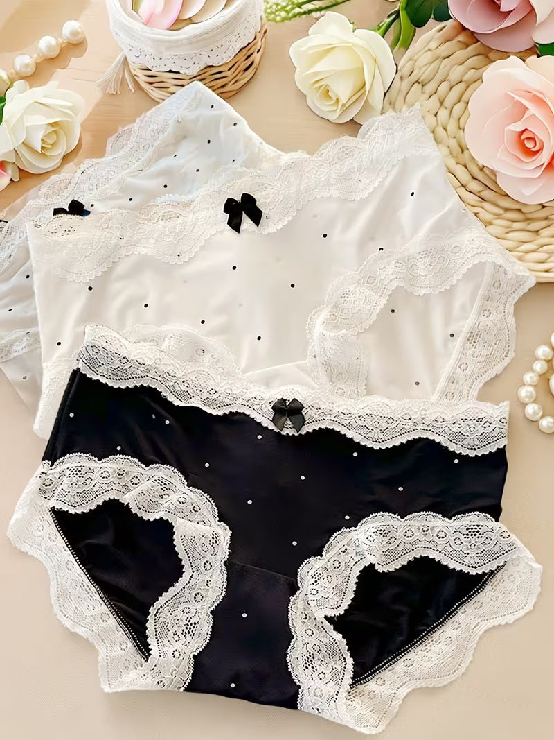 ✨ Luxury Dot Mesh Lace Briefs | 6-Piece Set 💖