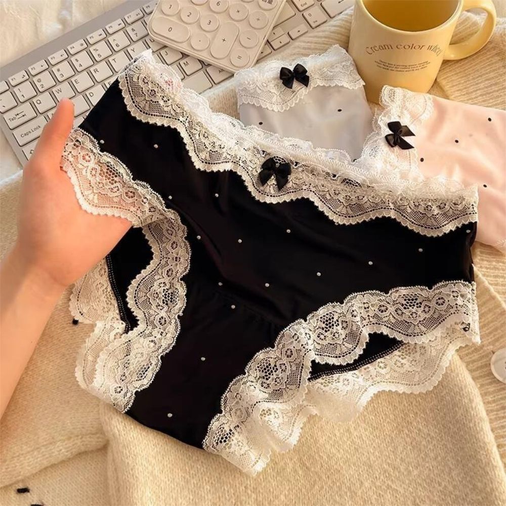 ✨ Luxury Dot Mesh Lace Briefs | 6-Piece Set 💖