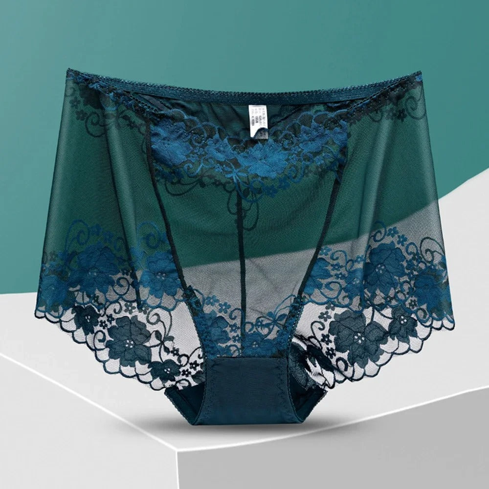 Plus Size High Waist Panties Women Underwear Sexy Lace Transparent Briefs