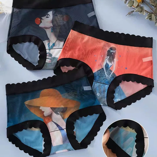 Beauty Patterned Lace Underwear For Women Thin Transparent High Elasticity Panties