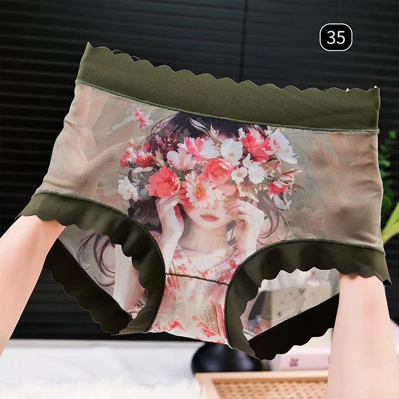 Beauty Patterned Lace Underwear For Women Thin Transparent High Elasticity Panties
