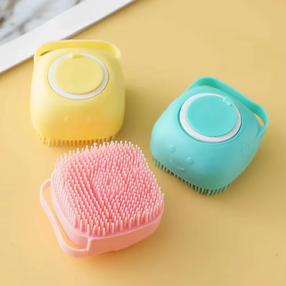 Silicone Bath Scrubber with Refillable Soap Dispenser